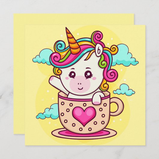 Unicorn Feestdagenkaart (Voorkant / Achterkant)