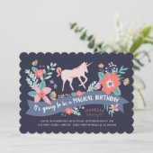 Unicorn Fields Birthday Party nodigt uit Kaart (Staand voorkant)