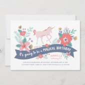 Unicorn Fields Birthday Party nodigt uit Kaart (Voorkant)