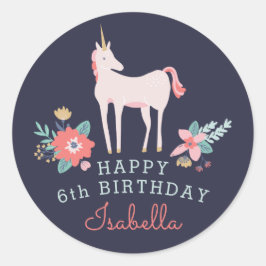 Unicorn Fields Birthday Party Ronde Sticker