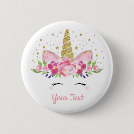 Unicorn First 1st Birthday Party Favors Floral Ronde Button 5,7 Cm