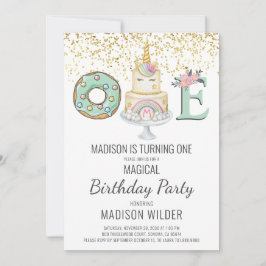 Unicorn First Birthday Party Kaart