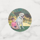 Unicorn First Birthday Pink and Paars Photo Confetti (Kleine voorkant)