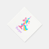 Unicorn First Birthday Roze en Paars Servet (Hoek)