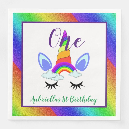 Unicorn First Birthday Servet (Voorkant)