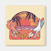 Unicorn Flamingo Beach Magneet (Voorkant)