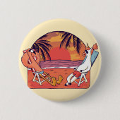 Unicorn Flamingo Beach Ronde Button 5,7 Cm (Voorkant)
