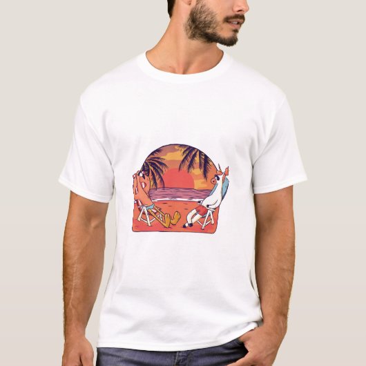 Unicorn Flamingo Beach T-shirt (Voorkant)