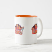 Unicorn Flamingo Beach Tweekleurige Koffiemok (Voorkant rechts)