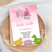 Unicorn Flamingo Pool Birthday Invitations Kaart