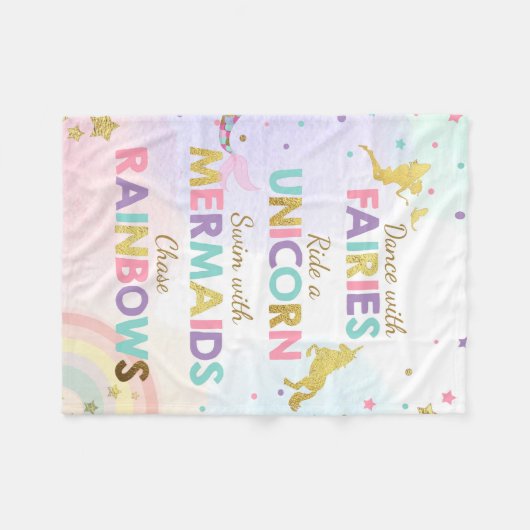 Unicorn Fleece Banket Mermaids Magical Girl Pink (Voorkant (Horizontaal))