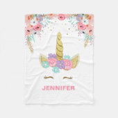 Unicorn Fleece Blanket gepersonaliseerd meisje (Voorkant)