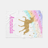 Unicorn Fleece Blanket, Roze & Gold (Voorkant (Horizontaal))