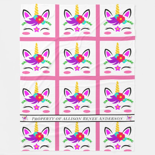 Unicorn Fleece Deken (Voorkant)