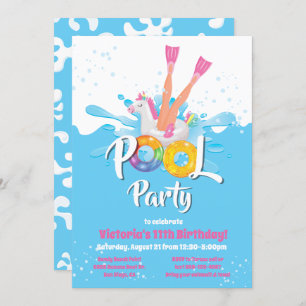 Unicorn Flippers Pool Party Kaart