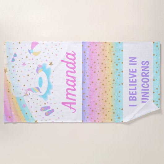 Unicorn Float Beach Towel Strandlaken (Voorkant)