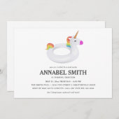 Unicorn Float Birthday Pool Party Kaart (Voorkant / Achterkant)