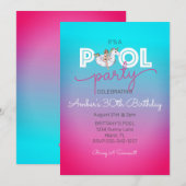 Unicorn Float Summer Pool 30th Birthday Party Pink Kaart (Voorkant / Achterkant)