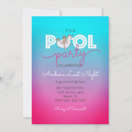 Unicorn Float Summer Pool Bachelorette Kaart
