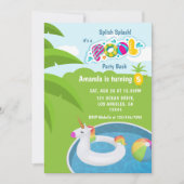 Unicorn Floatie Pool Birthday Party Kaart (Voorkant)