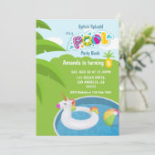 Unicorn Floatie Pool Birthday Party Kaart (Staand voorkant)