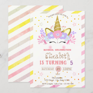 Unicorn Floral Crown, gestreept op zondag Kaart