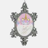 Unicorn Floral Crown, pretkerst Tin Sneeuwvlok Ornament (Links)