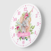 Unicorn Floral Kinder Wall Clock Grote Klok (Hoek)
