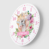 Unicorn Floral Kinder Wall Clock Grote Klok (Hoek)