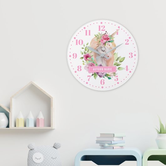 Unicorn Floral Kinder Wall Clock Grote Klok