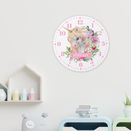 Unicorn Floral Kinder Wall Clock Grote Klok