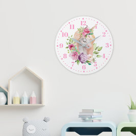 Unicorn Floral Kinder Wall Clock Grote Klok