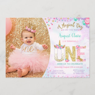 Unicorn Floral Magical 1st Birthday Kaart