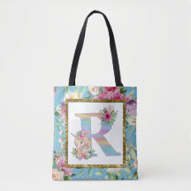 Unicorn Floral Monogram Diaper/Canvas tas
