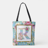 Unicorn Floral Monogram Diaper/Canvas tas (Achterkant)