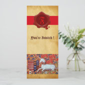 UNICORN FLORAL PARCHMENT RED WAX SEAL MONOGRAM KAART (Staand voorkant)
