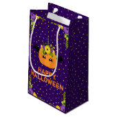 Unicorn Floral Pumpkin Happy Halloween Paars Smal Klein Cadeauzakje (Achterkant Gekanteld)