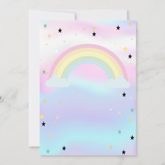 Unicorn Floral Rainbow Holographic Baby shower Kaart (Achterkant)
