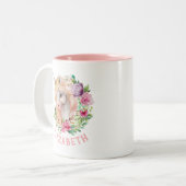 Unicorn Floral Tweekleurige Koffiemok (Voorkant links)