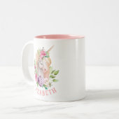 Unicorn Floral Tweekleurige Koffiemok (Voorkant links)