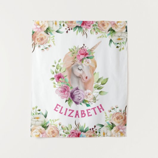 Unicorn Floral Wandkleed (Voorkant)