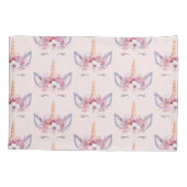Unicorn floral waterverf roze, modern, schattig kussensloop (Achterkant)