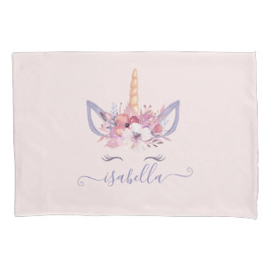 Unicorn floral waterverf roze, modern, schattig kussensloop