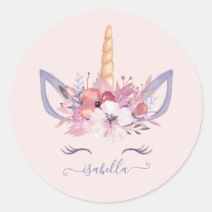 Unicorn florale waterverf sticker