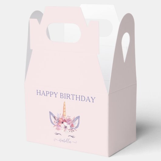 Unicorn florale waterverf verjaardag bedankdoosjes (Geopend)