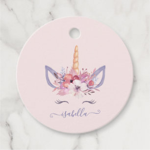 Unicorn florale waterverf verjaardag bedankjes labels