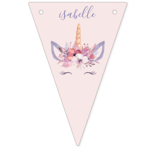 Unicorn florale waterverf verjaardag vlaggetjes