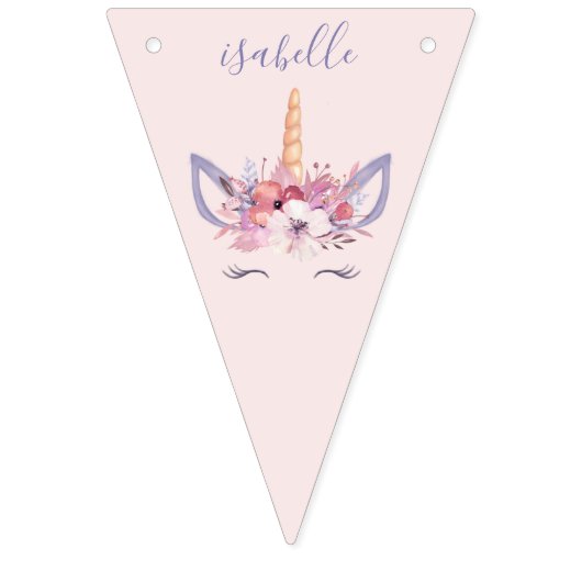 Unicorn florale waterverf verjaardag vlaggetjes (Eerste vlag)
