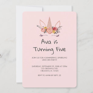 Unicorn Flower Crown Painting Birthday Invitation Kaart
