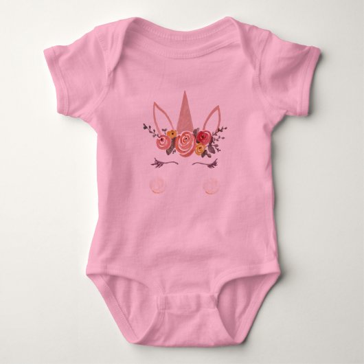 Unicorn Flower Crown Print Toddler T-shirt (Voorkant)